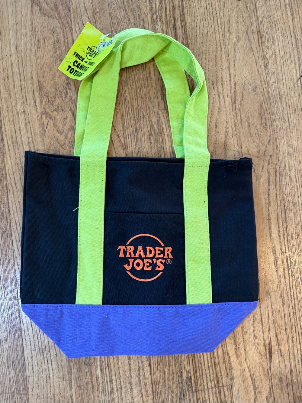 New Trader Joeβs Limited Edition Mini Canvas Tote 2026 Halloween Purple Blk Lime